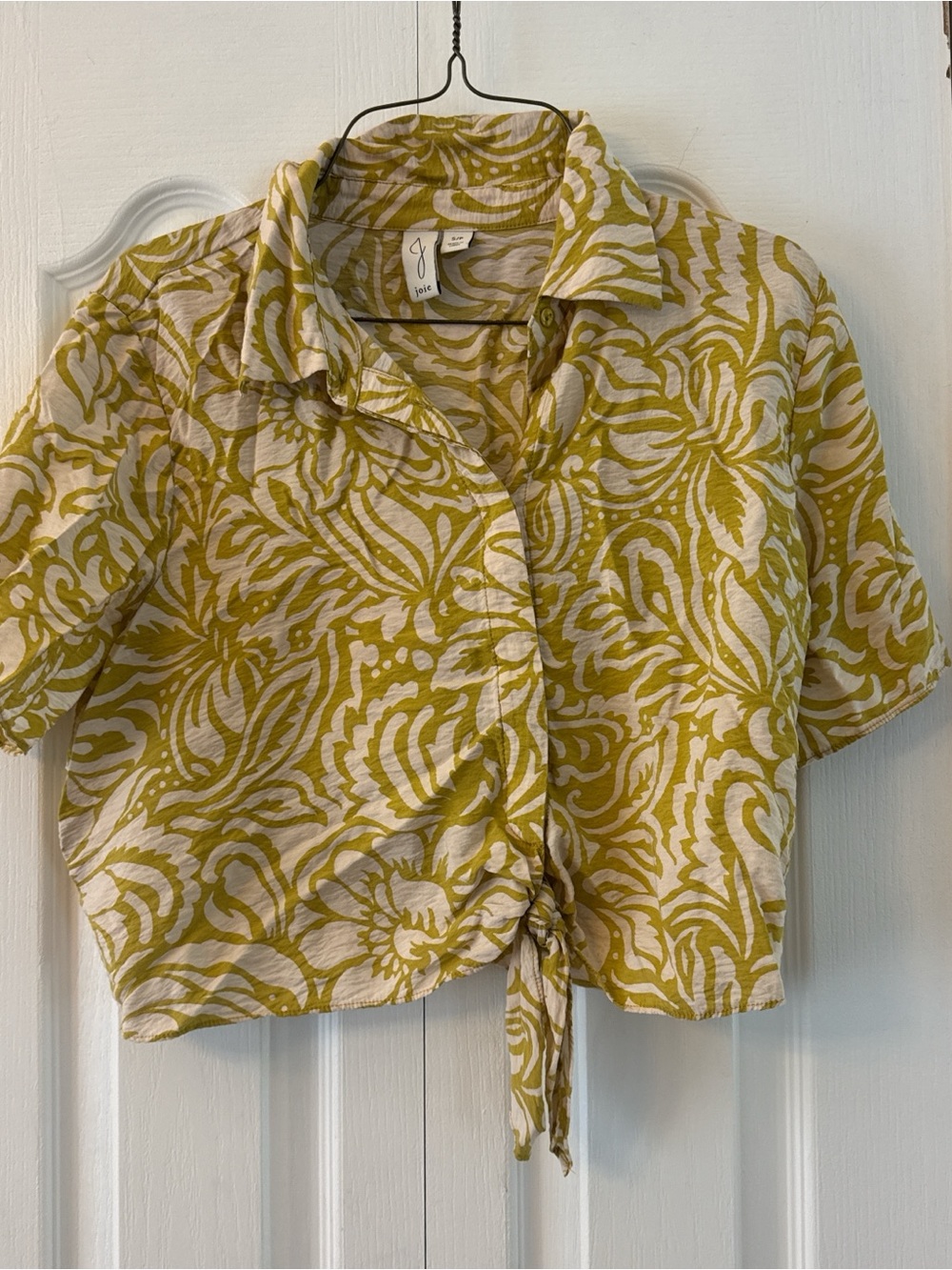 Joie Yellow Floral Tie-Front Button Shirt